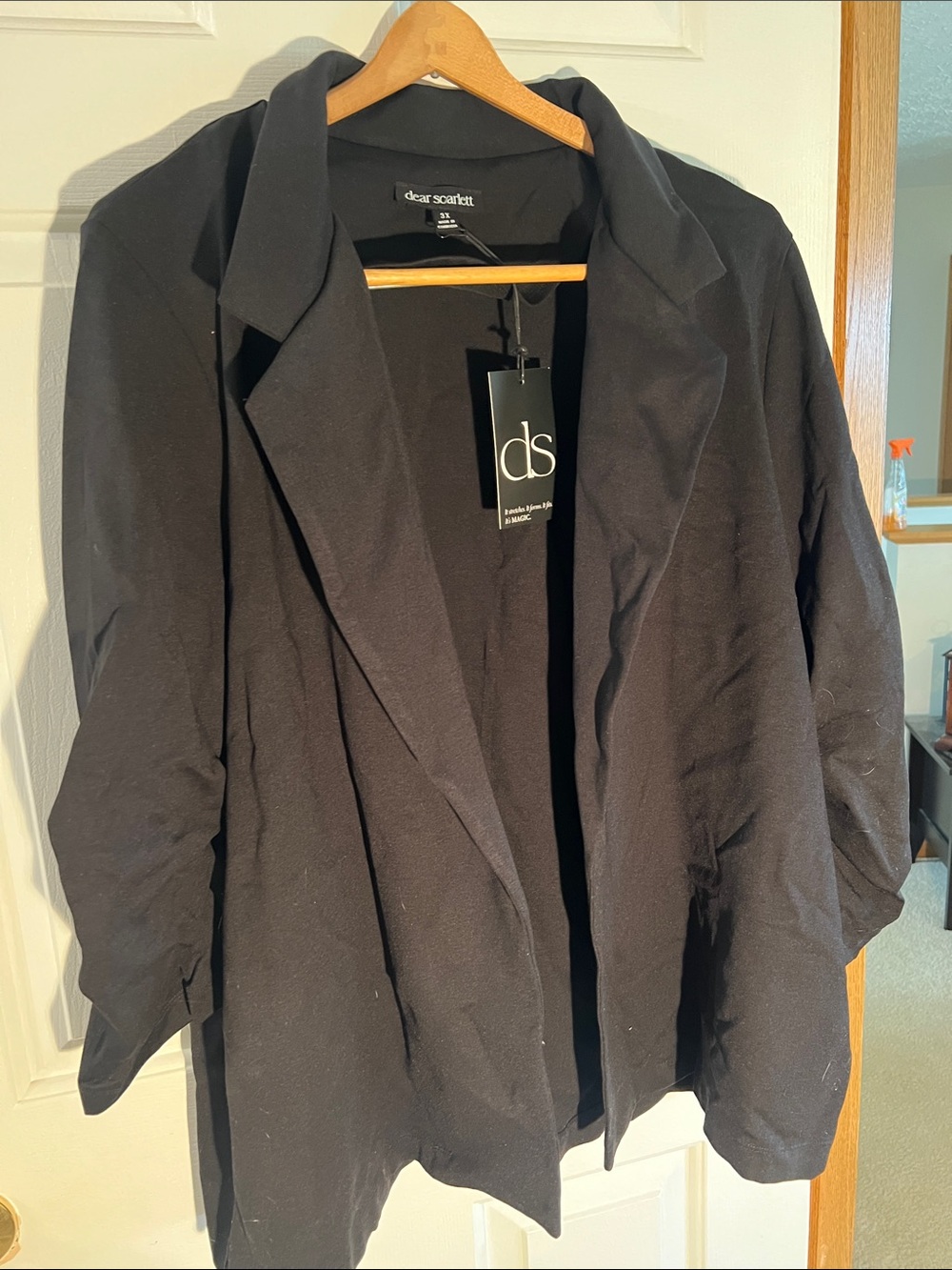 Scarlett Black Open-Front Blazer with Notched Lapel